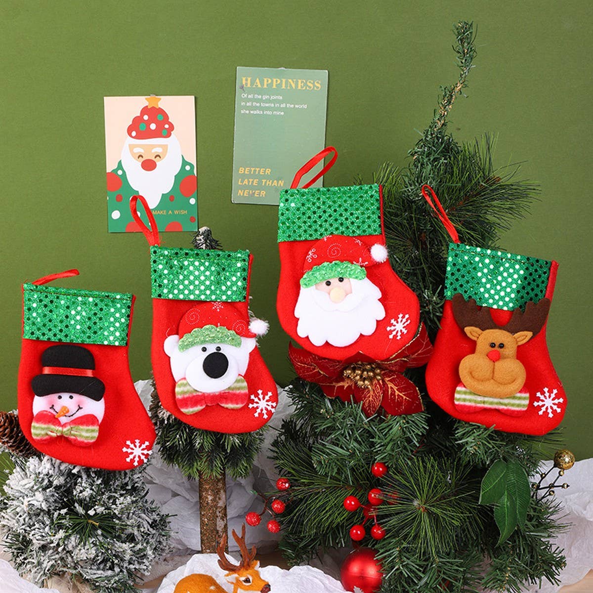 SEQUINED 3D SANTA CLAUS CHRISTMAS STOCKINGS_CWMS1425