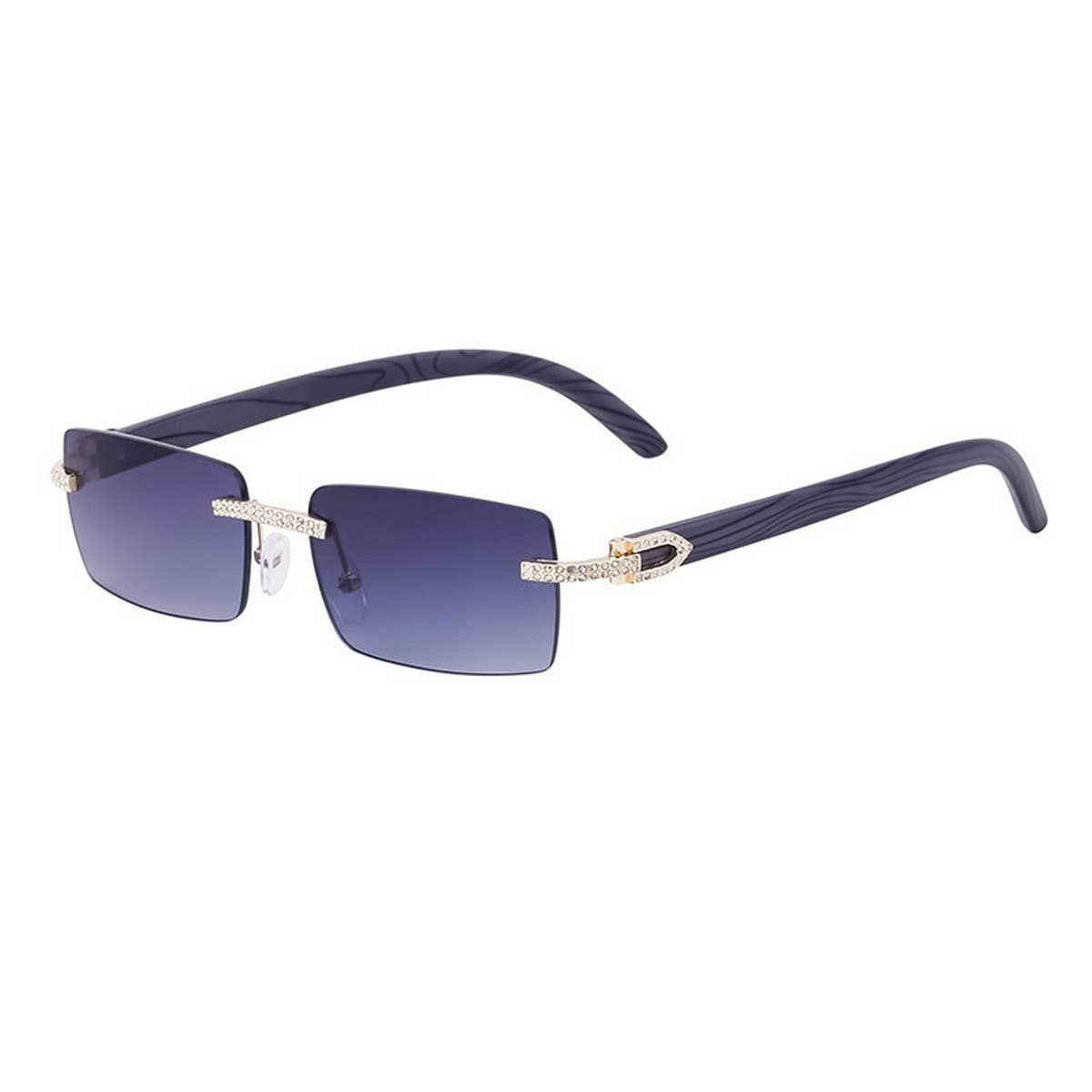 DIAMOND STUDDED WOOD GRAIN TEMPLE SUNGLASSES_CWASG0596