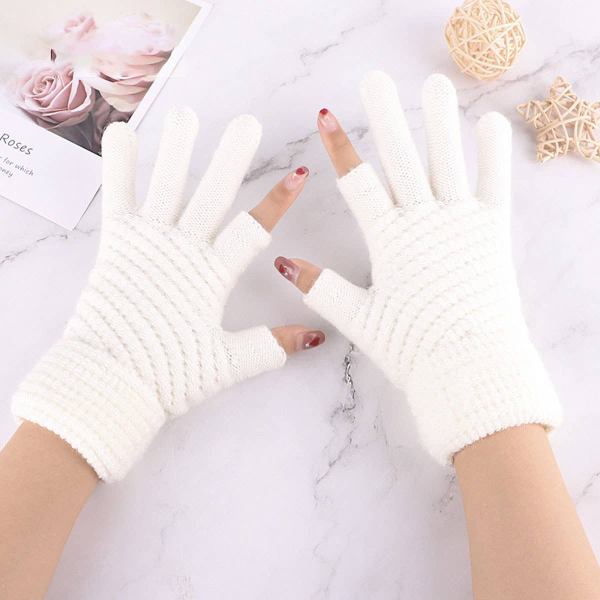 Women'S Winter Knitted Gloves With Two Fingers_Cwag0234