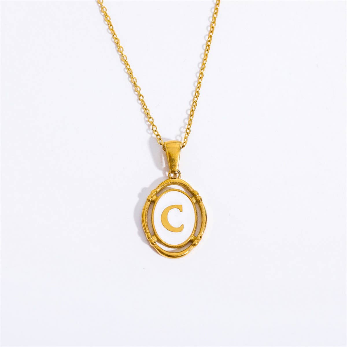 NEW CREATIVE 26 LETTERS PENDANT OVAL NECKLACE_CWMM3771