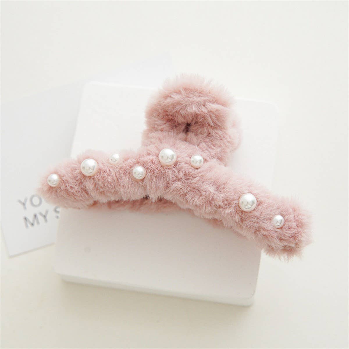Pearl Fuzzy Hair Claw Clips For Fall,Winter_Cwaha0376