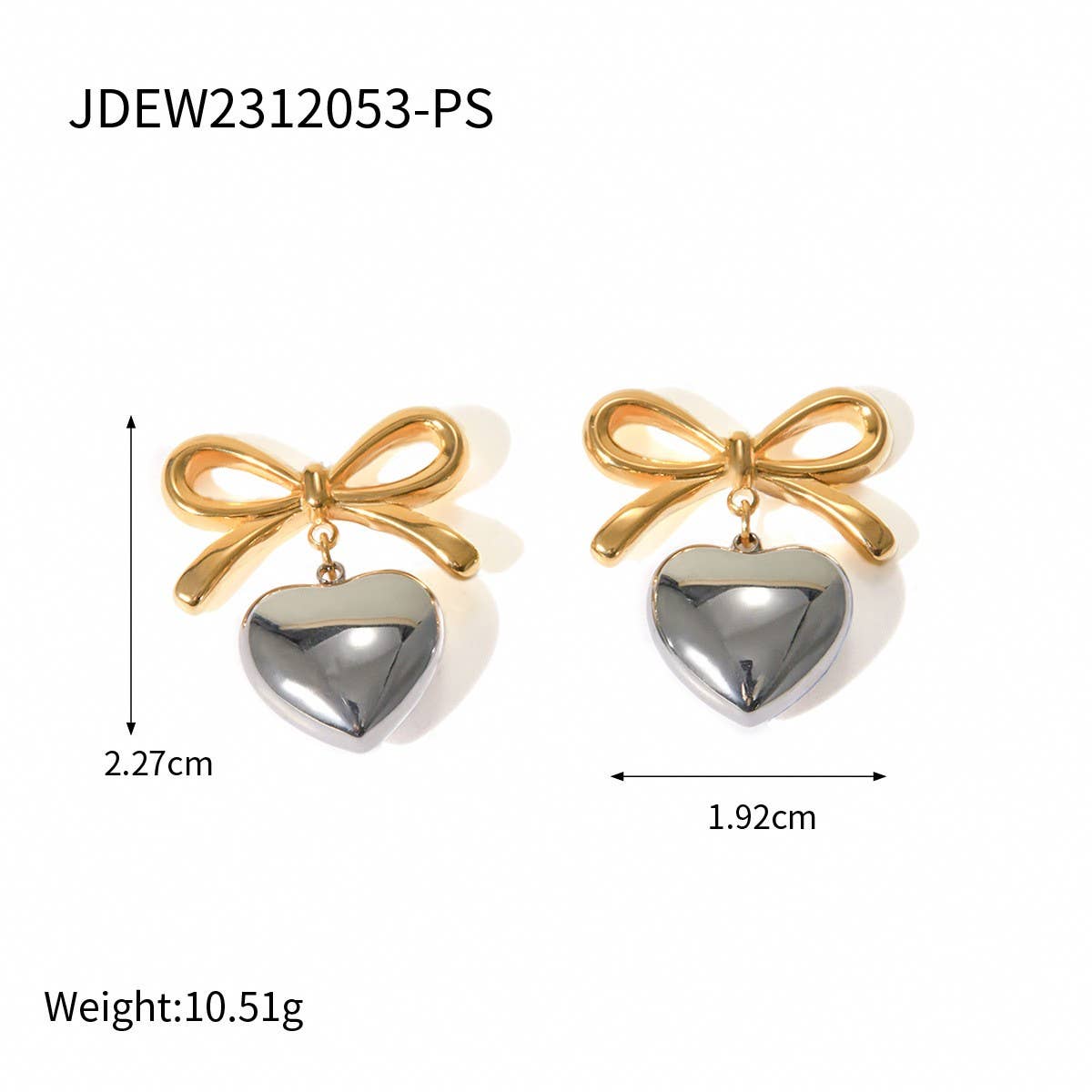 PERSONALIZED ALL MATCH 18K GOLD BOW EARRINGS_CWASC1655