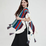 KNIT CAPE SHAWL TRAVEL WRAP FOR FALL WINTER_CWASC0158