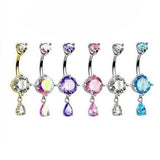 ROUND TEARDROP CZ BELLY RING IN STAINLESS STEEL_CWMM9246