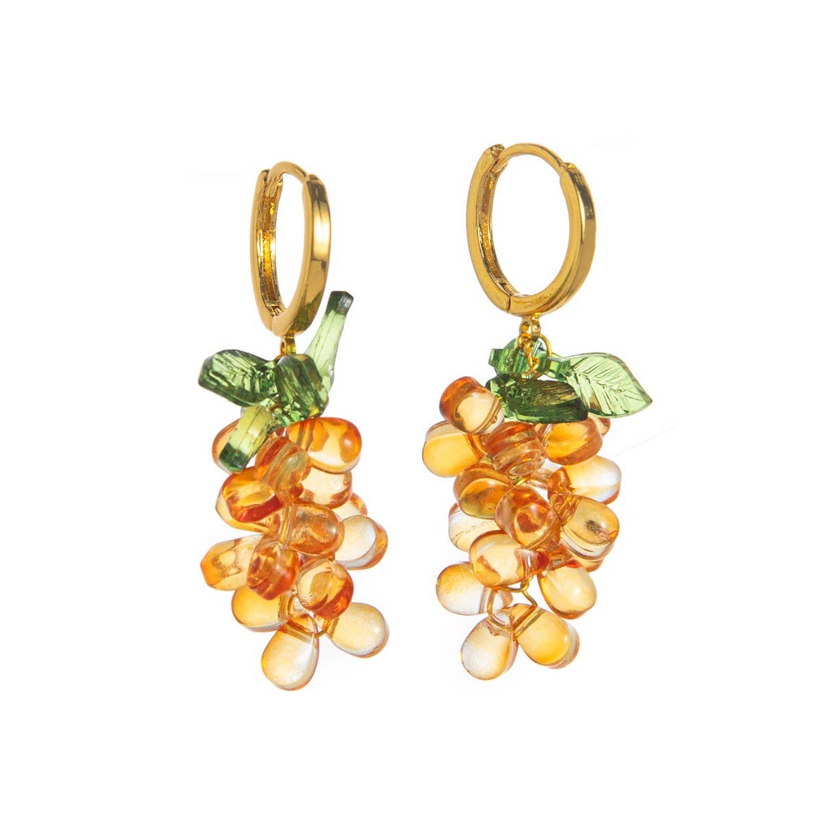 COLORFUL GRAPE FRUIT 18K GOLD PLATED EARRINGS_CWAJE5068