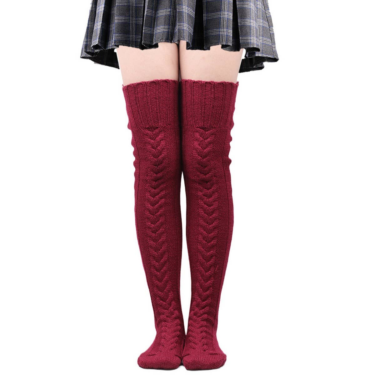 AUTUMN AND WINTER WARM SOLID COLOR KNEE SOCKS_CWMS0307