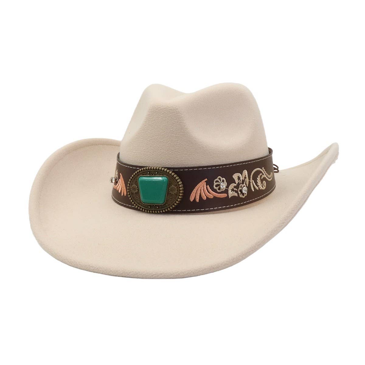 Western Ethnic Wide Brim Cowboy Heart Top Fedora_Cwah04485