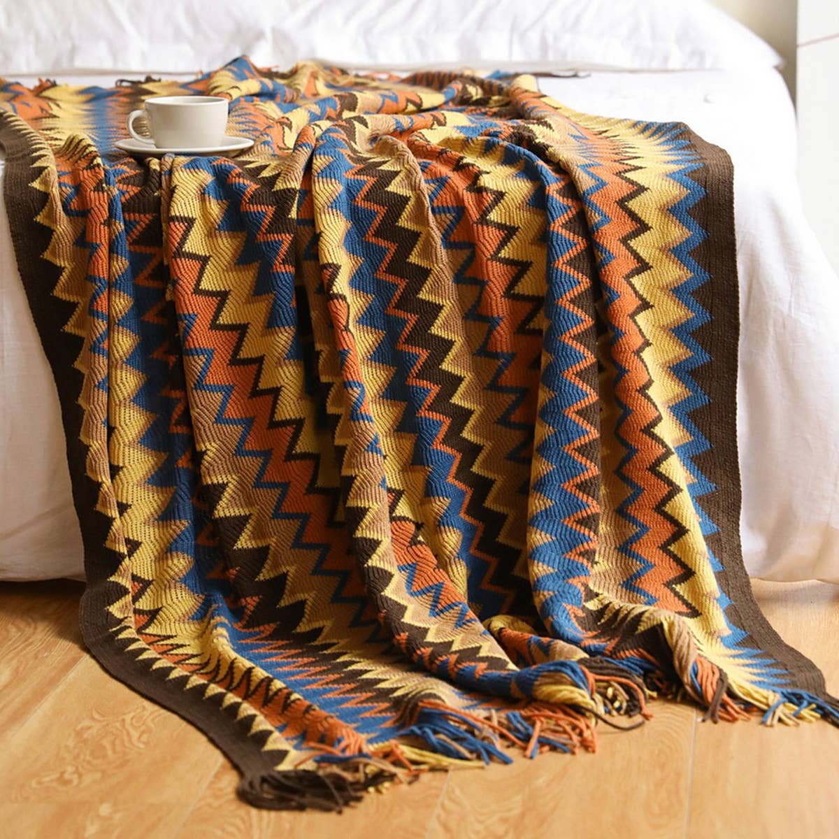 KNITTED STRIPED SOFA BLANKET BLANKET_CWMM0185