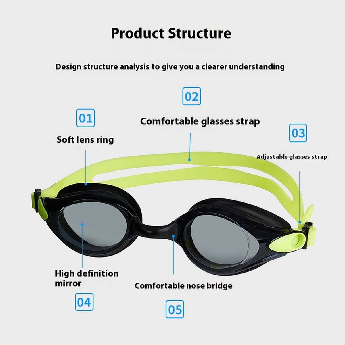 ADULT SILICONE SWIM GOGGLES HD ANTI FOG RACING_CWASG1053