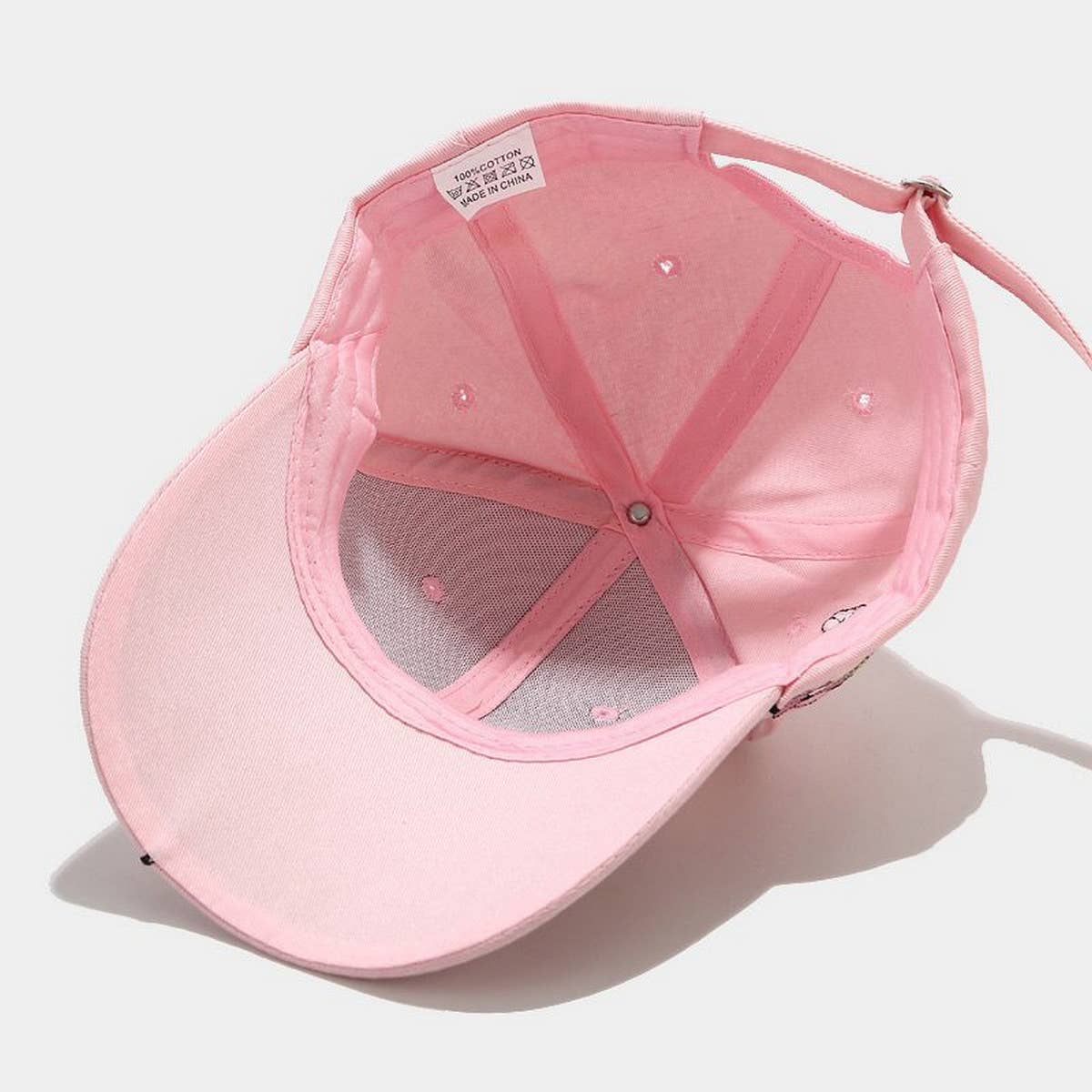 EMBROIDERED PEACH BLOSSOM COTTON BASEBALL CAP CWAH1639