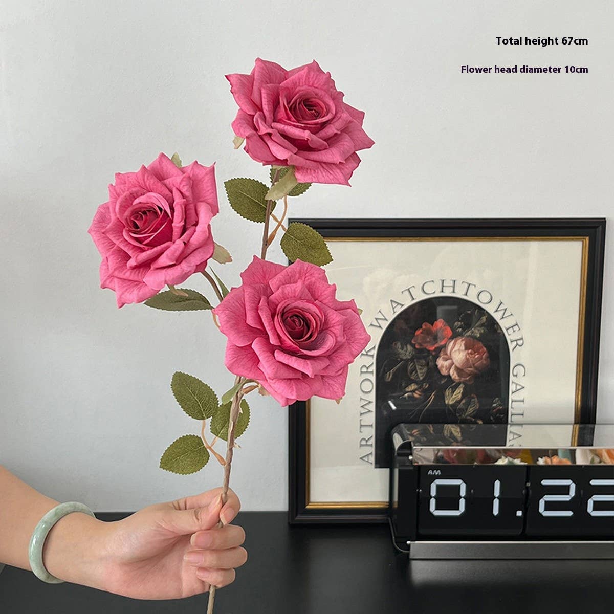 ARTIFICIAL CAPPUCCINO ROSE BOUQUET WITH 3 HEADS_CWMM6505