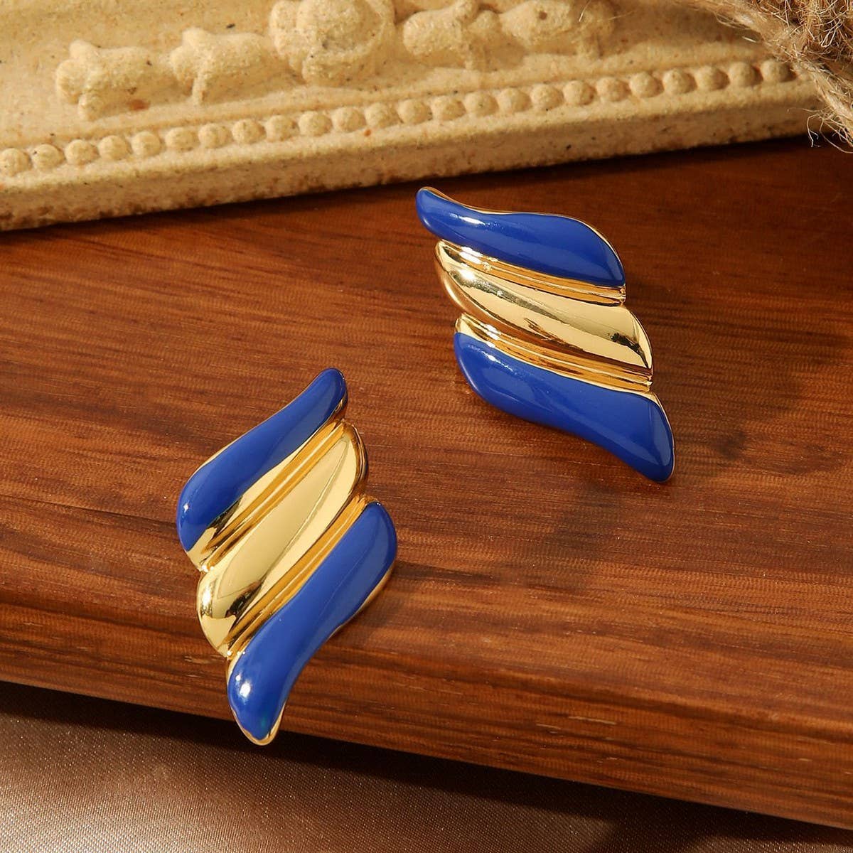 COLORFUL OIL DROP ANGEL WINGS TEXTURE EARRINGS_CWMM3659