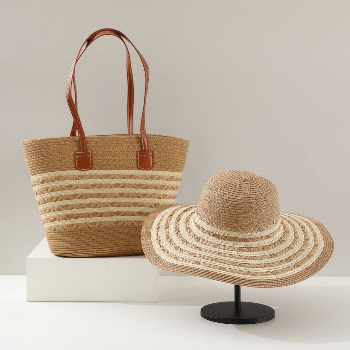 NEW WOVEN STRAW HAT BAG SUIT FOR WOMEN_CWAH3502