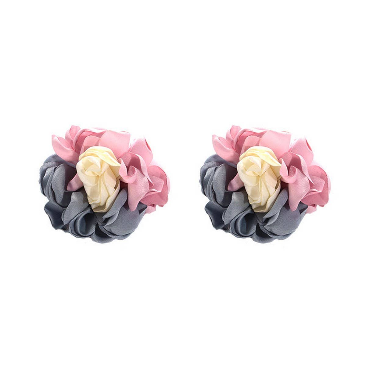 COLORBLOCK FABRIC FLOWER STUD TRENDY EARRINGS_CWMM6182