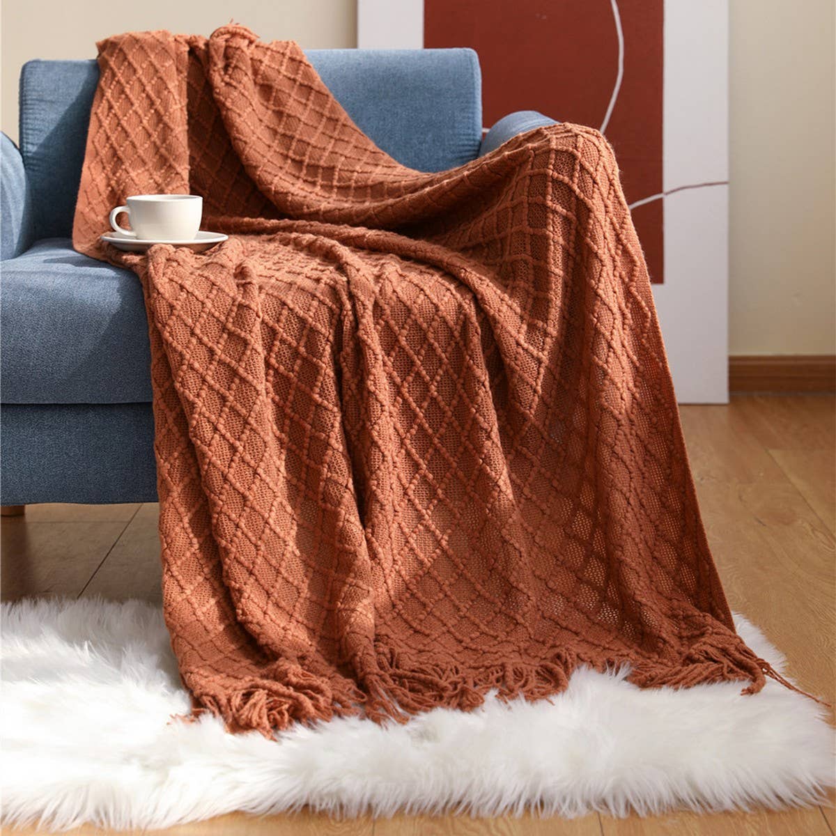 KNITTED SOLID COLOR SOFA BLANKET SHAWL BLANKET_CWMM0188