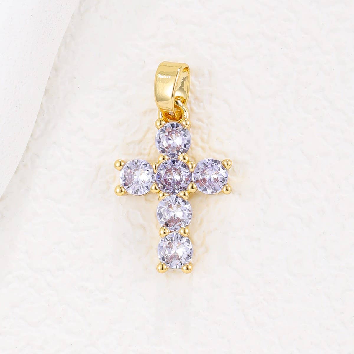 COLORFUL ZIRCON DECEMBER CROSS PENDANT NECKLACE_CWMM5872