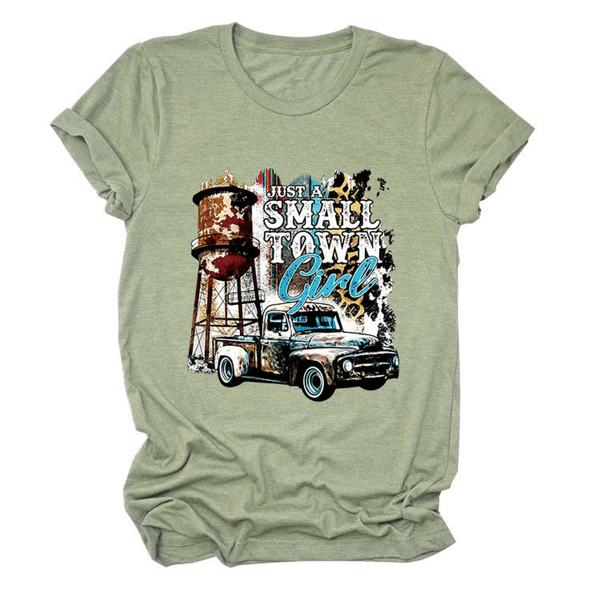 JUST A SMALL TOWN GIRL PRINT T SHIRT LOOSE FIT_CWTTS1525