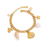 18K GOLD SHELL CONCH STARFISH PENDANT BRACELET_CWAJE4850