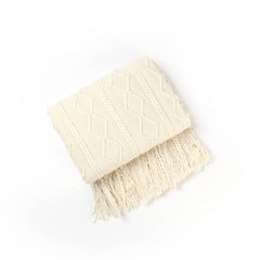 KNITTED WARM BLANKET WITH TASSELS_CWMM0199