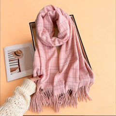 Chic Plaid Tassel Scarf Soft Cashmere Feel Wrap_ Cwasc03271