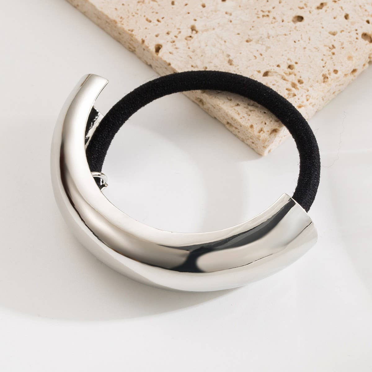 MINIMALIST METAL TUBE ELASTIC HAIR TIE BAND_CWAHA6195