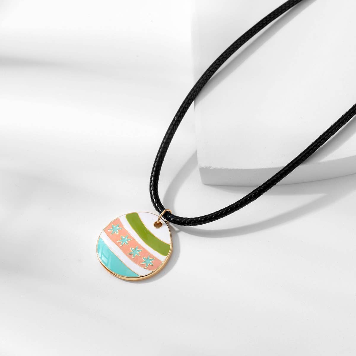 COLORFUL ENAMEL PENDANT NECKLACE EARRINGS SET_CWAJE2916