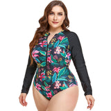 BEACH SURF PLUS SIZE ZIP UP ONE PIECE SWIMSUIT_CWMW0298