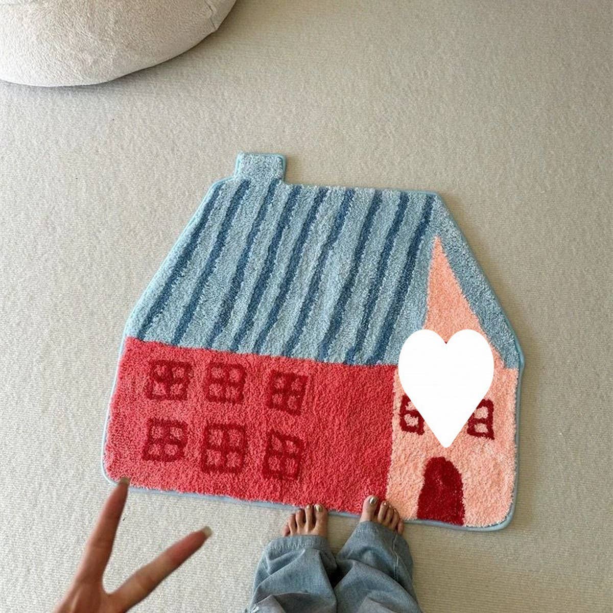 CUTE HOUSE PLUSH RUG SOFT MAT FOR KIDS BEDROOM_CWMM7385