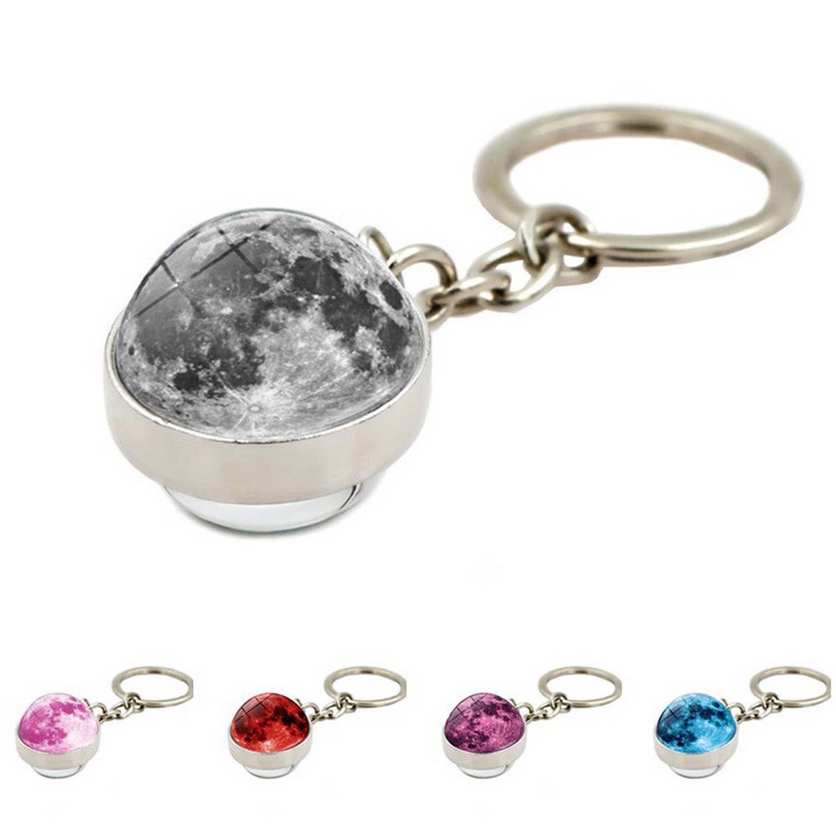 COSMIC MOON CRYSTAL GLASS BALL KEYCHAIN PENDANT_CWMM0499