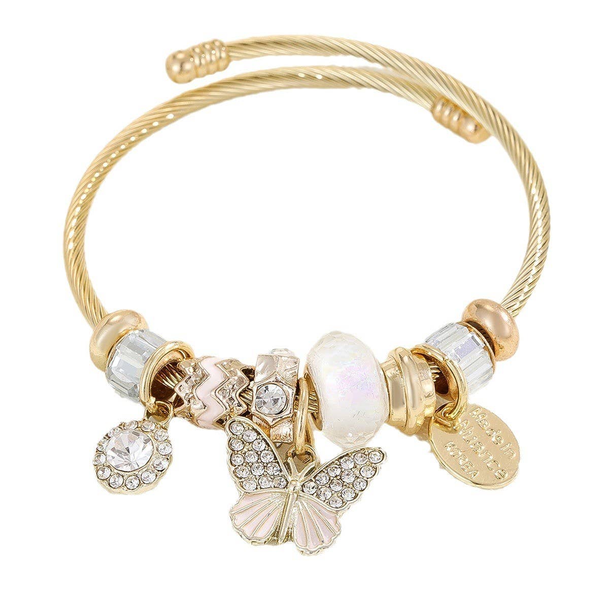 ALLOY STAINLESS STEEL BRACELET WITH SHELL BUTTERFLY_CWMM8594