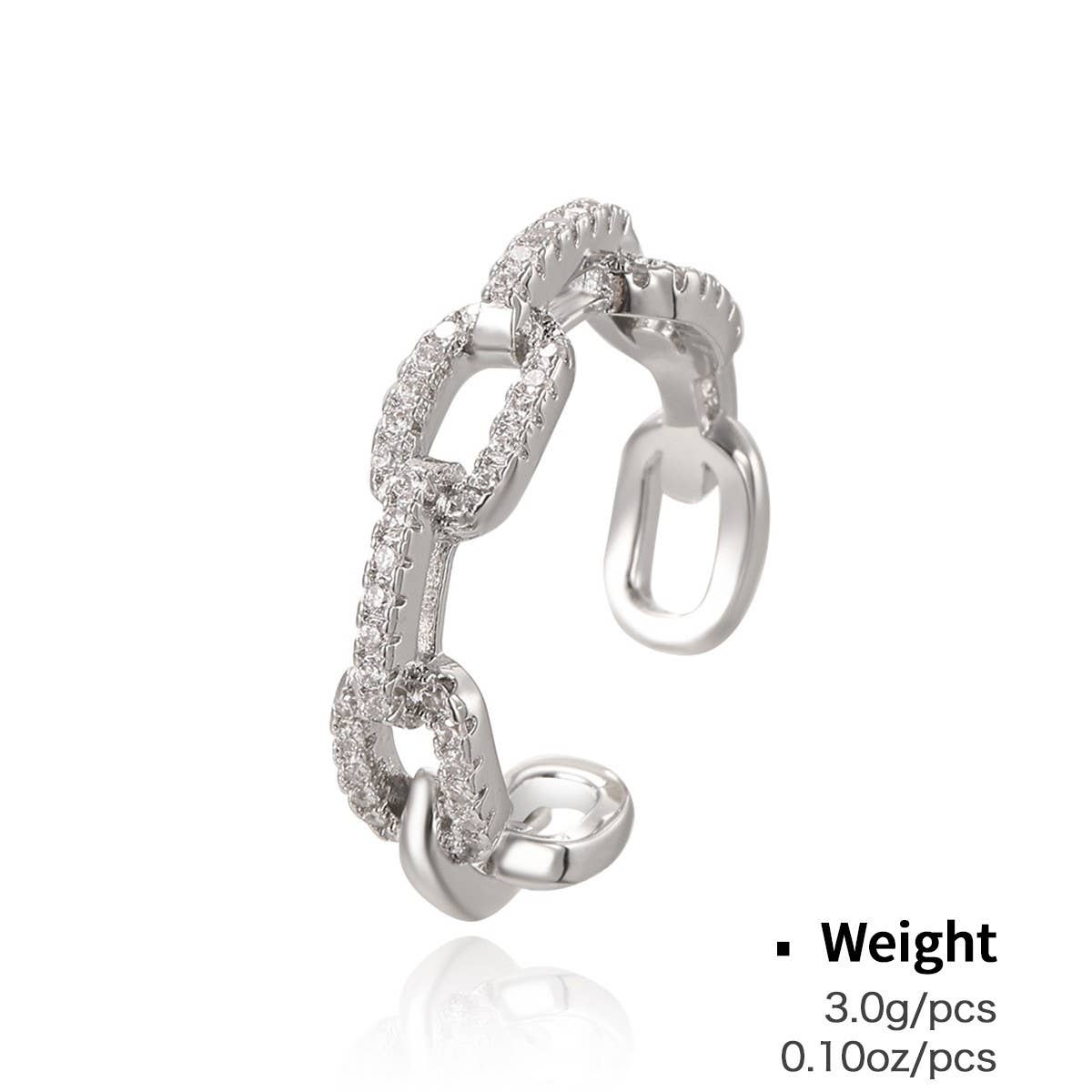 Zircon Inlaid Fashionable Temperament Open Ring_Cwaje2829