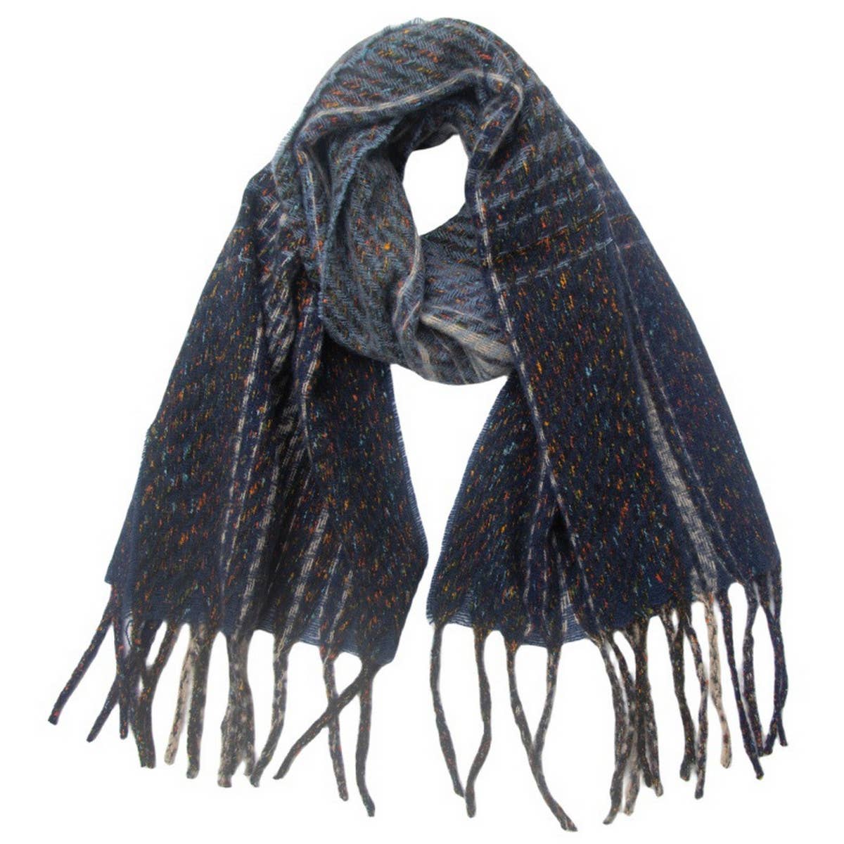 GRADIENT FRINGE SCARF FALL WINTER JACQUARD WRAP_CWASC0874