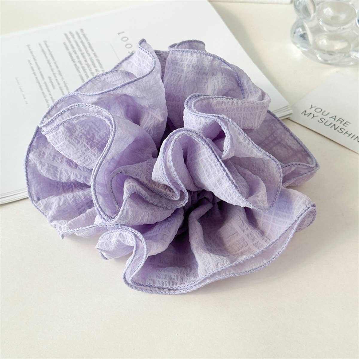 Large Blue Chiffon Scrunchie Ponytail Holder_Cwaha07529