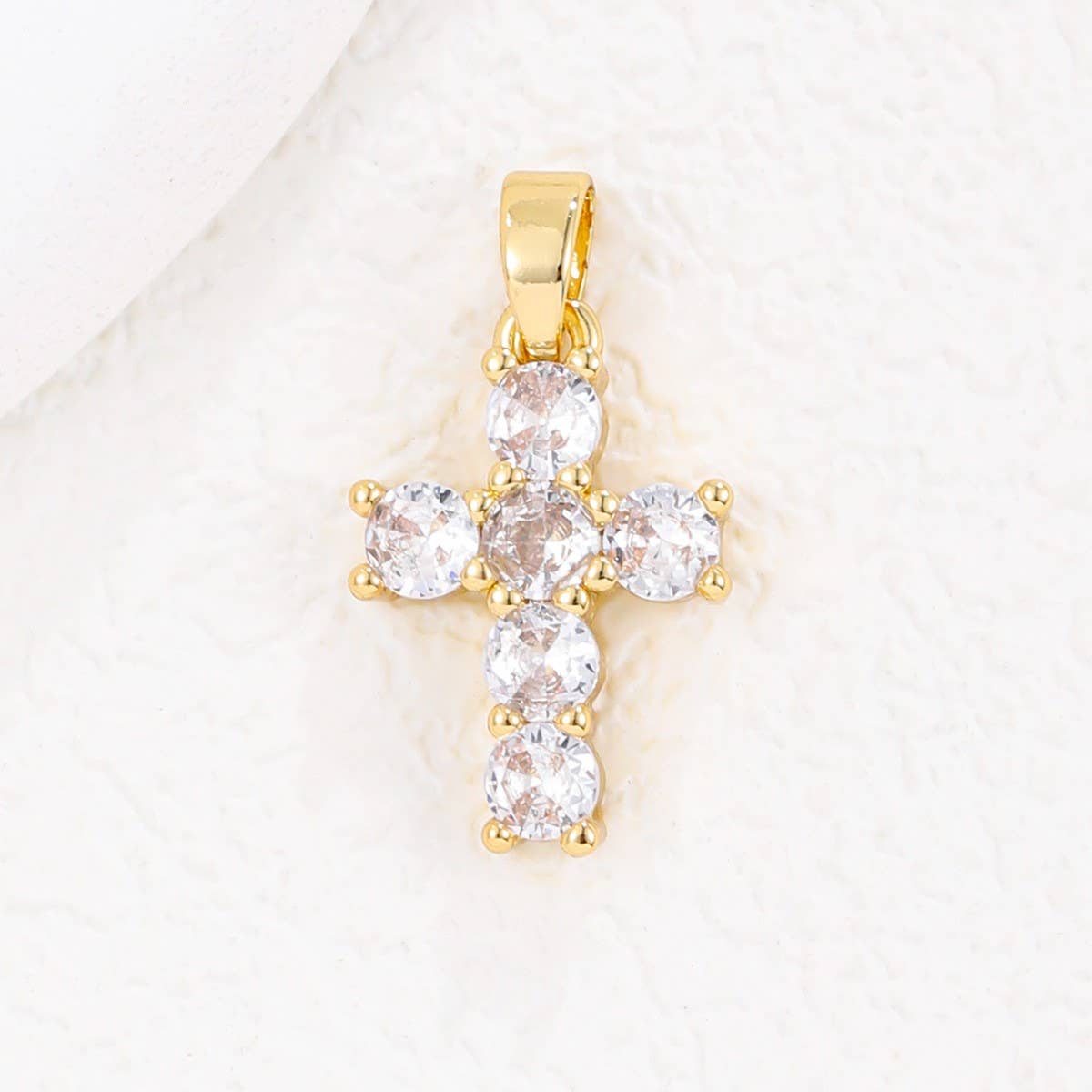 COLORFUL ZIRCON DECEMBER CROSS PENDANT NECKLACE_CWMM5872