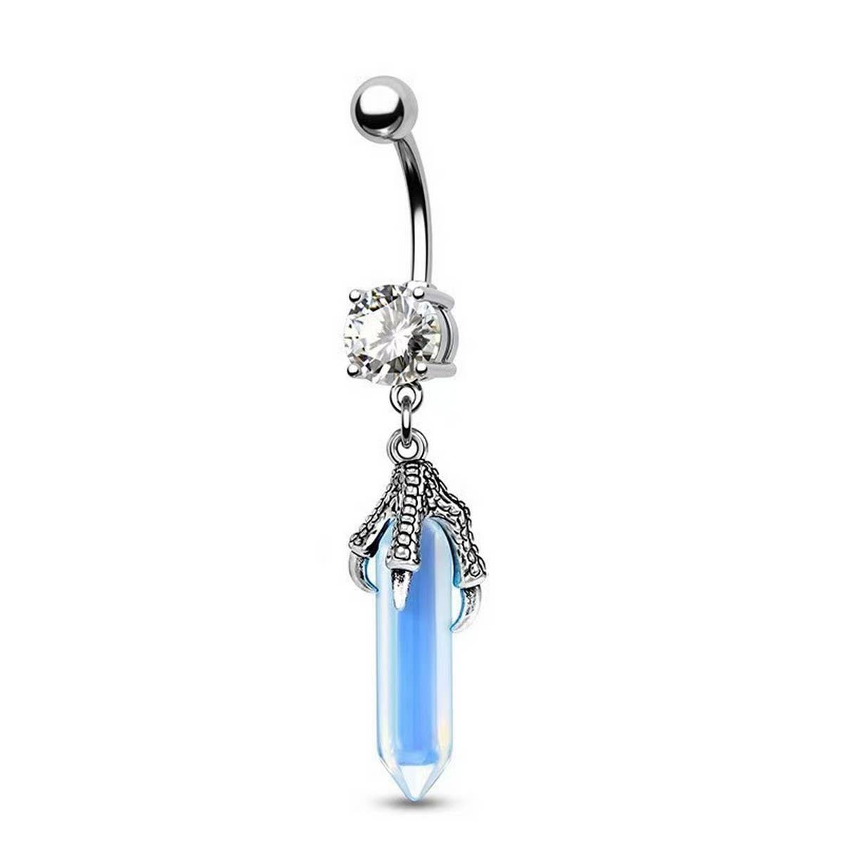 3D DRAGON CLAW NATURAL STONE BELLY BUTTON RING_CWMM9474
