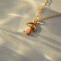 MUSHROOM INLAY OPAL AMULET PENDANT NECKLACE_CWMM5312