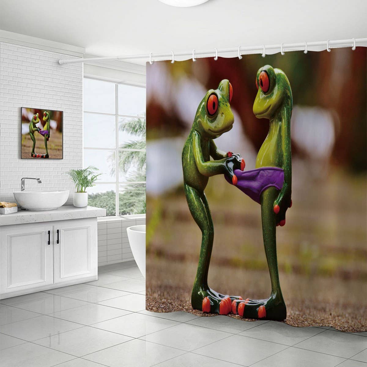 HOT SALE DIGITAL PRINTED FROG SHOWER CURTAIN_CWMM1805