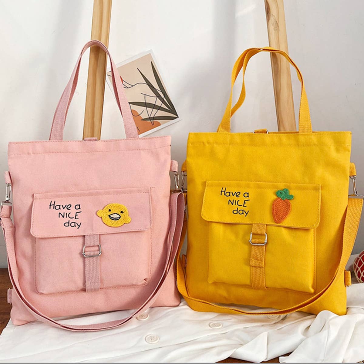 MULTI POCKET CANVAS BACKPACK TOTE BAG_CWAB1702