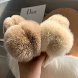 LARGE REAL REX RABBIT FUR HAIR CLAW CUTE COZY_CWAHA3302