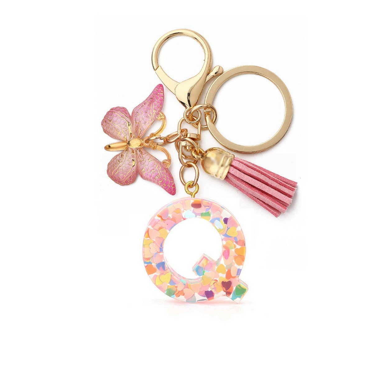 CRYSTAL LETTER SEQUIN RESIN KEYCHAIN_CWAJE0663