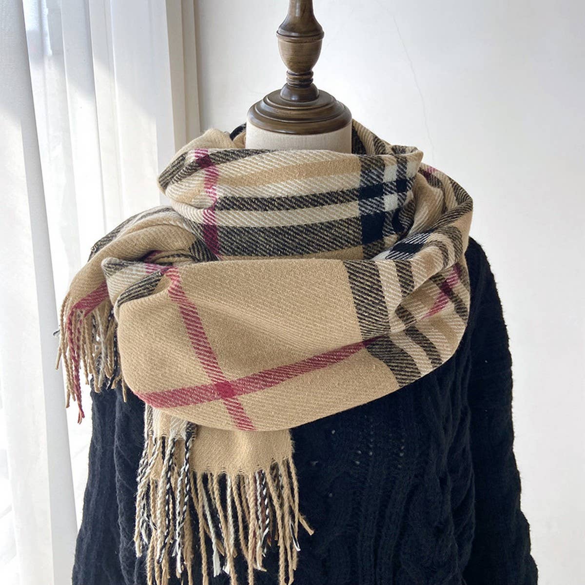PLAID SCARF WARM FRINGE WINTER WRAP_CWASC1467