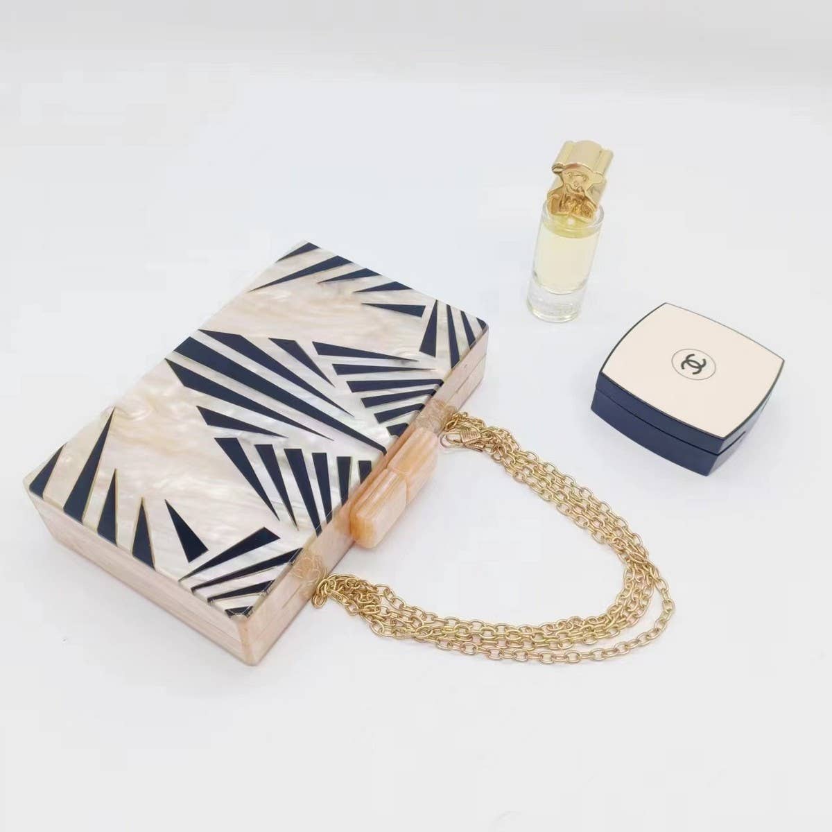Retro Zebra Acrylic Chain Crossbody Clutch Bag_Cwab5868