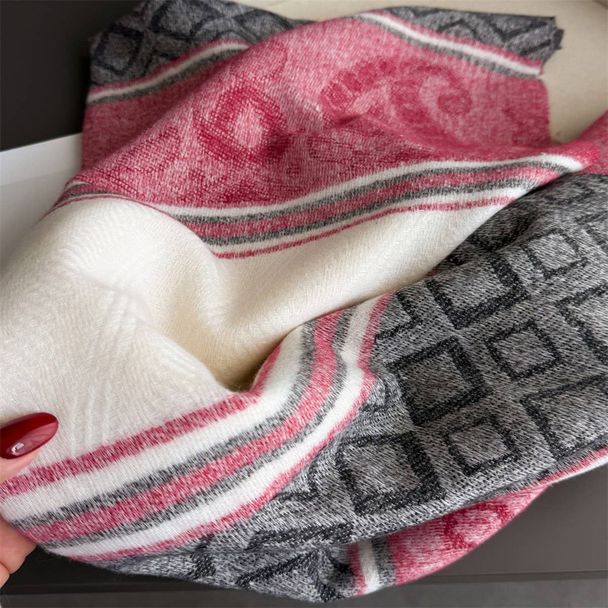 Fresh Floral Winter Tassel Scarf Soft Cashmere_Cwasc03248
