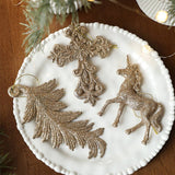 CHAMPAGNE GLITTER PLASTIC CHRISTMAS ORNAMENT_CWMM9756