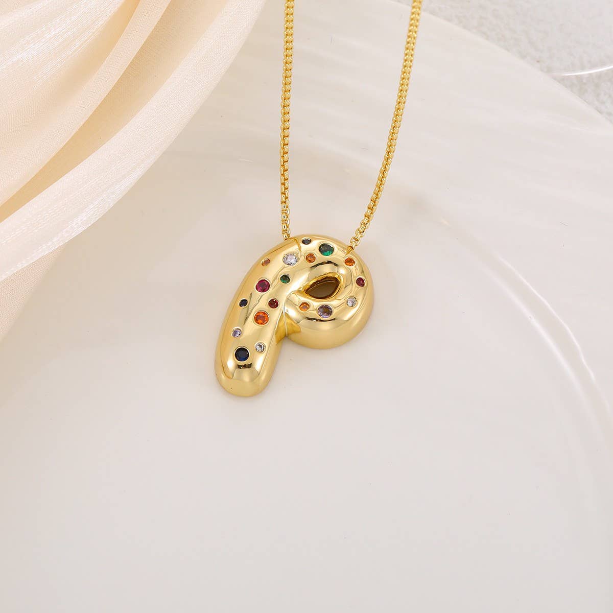 CREATIVE GLOSSY COLORFUL LETTER PENDANT NECKLACE_CWMM5877