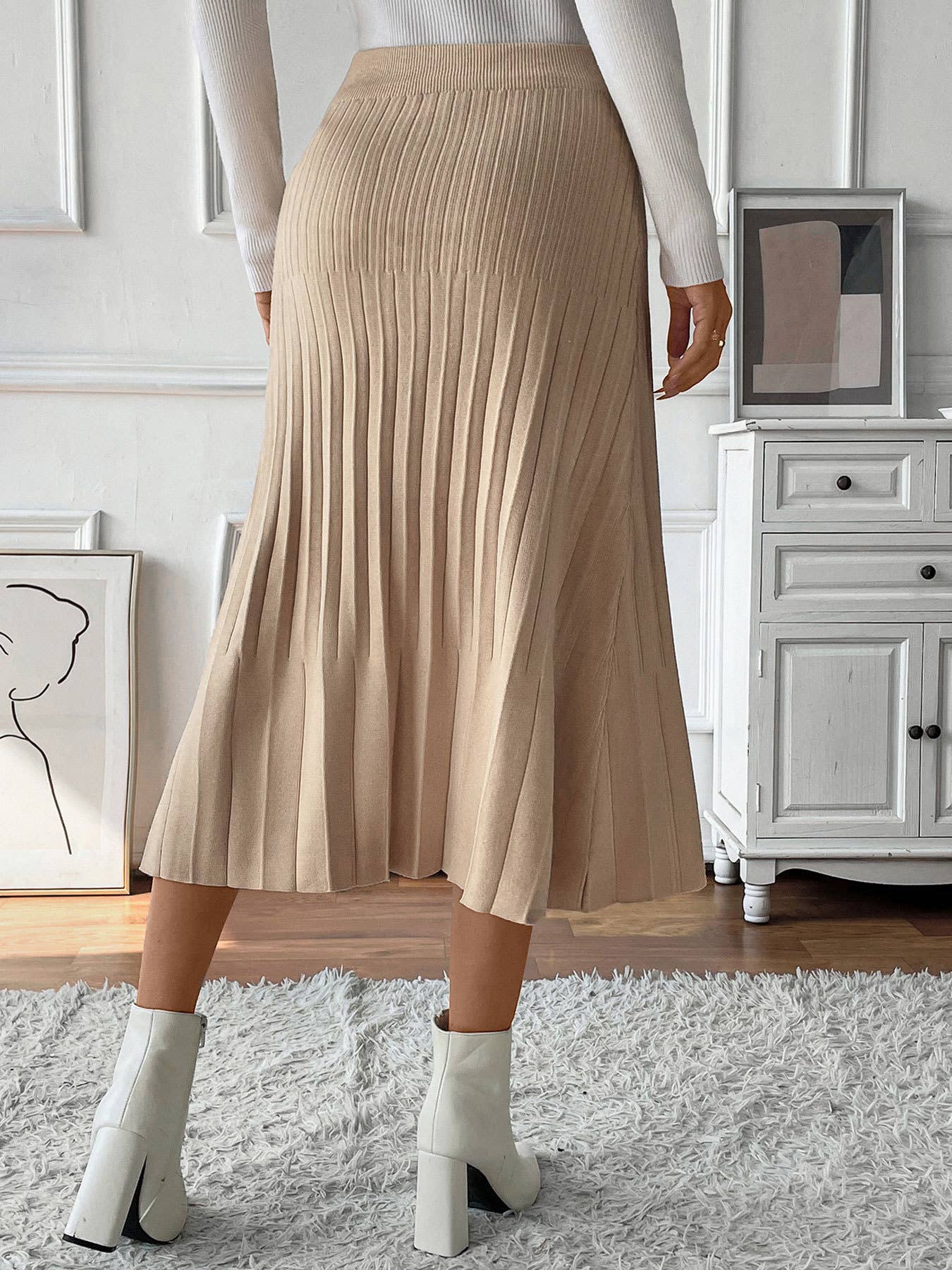 Temperament Pleated Pleated Knitted Skirt