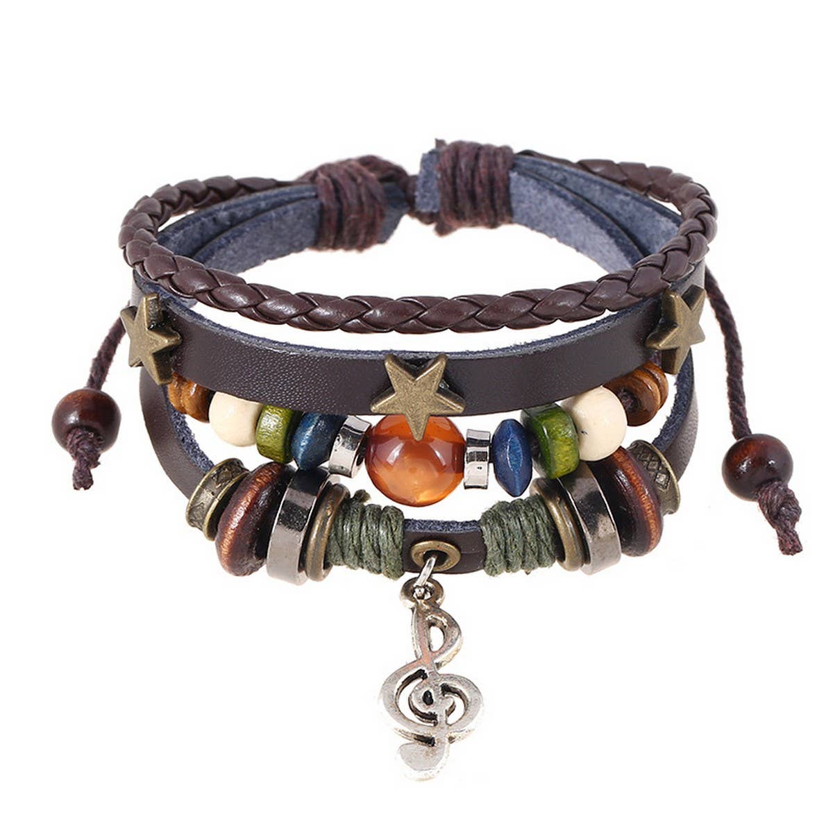 SIMPLE MULTI LAYER BEADED LEATHER BRACELET_CWMM4454