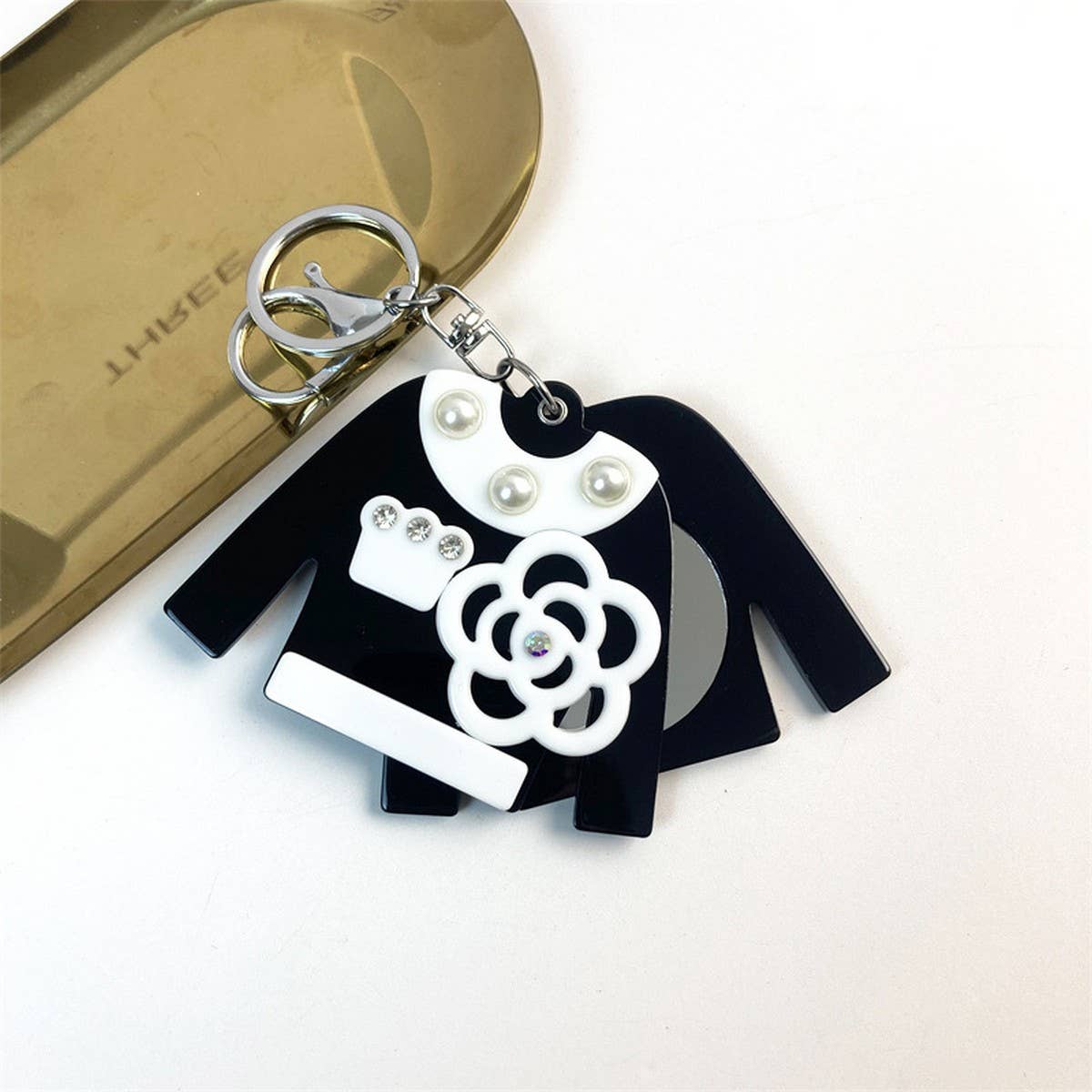 SEASHELL SLIDE MIRROR KEYCHAIN CUTE ACRYLIC CHARM_CWMM6369