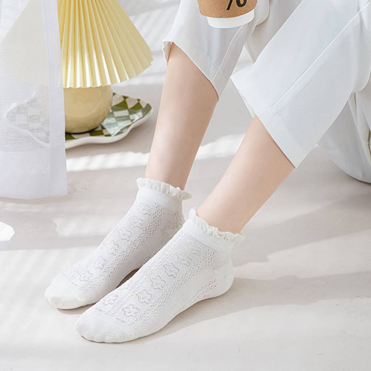 MESH BOAT SOCKS SIMPLE SOLID COLOR GLAS FIBER SOCKS_CWMS0522