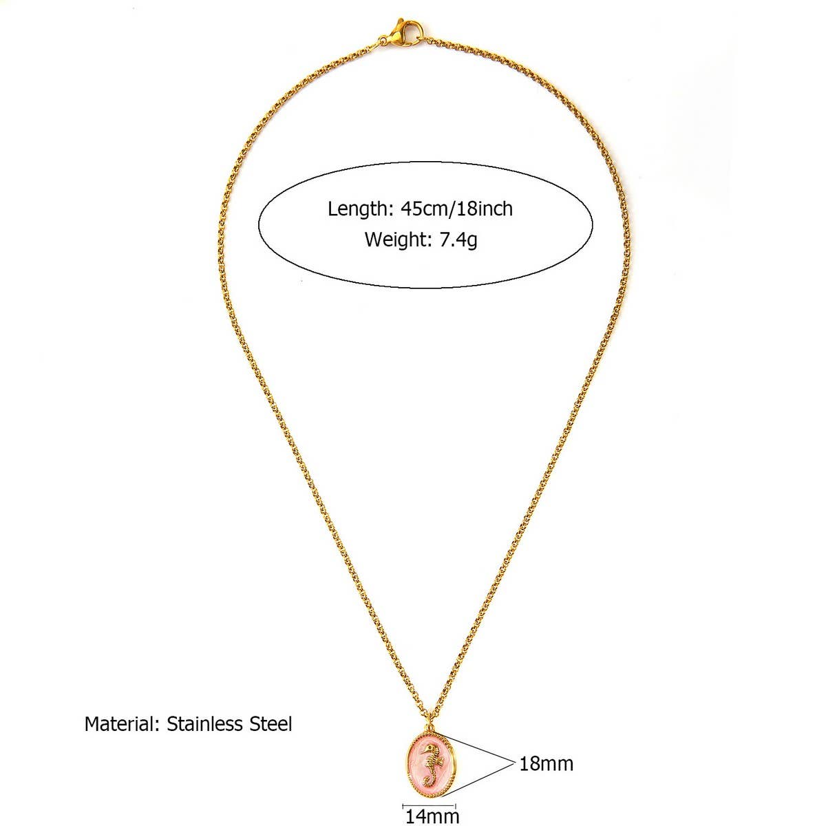 OCEAN STYLE STEEL NECKLACE WITH SHELL FISH_CWMM8834